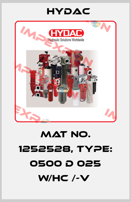 Mat No. 1252528, Type: 0500 D 025 W/HC /-V  Hydac