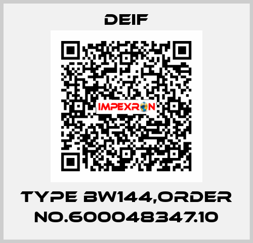 Type BW144,Order No.600048347.10 Deif
