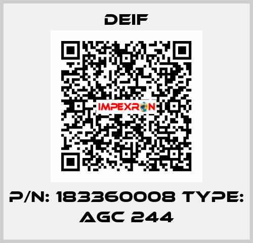 P/N: 183360008 Type: AGC 244 Deif