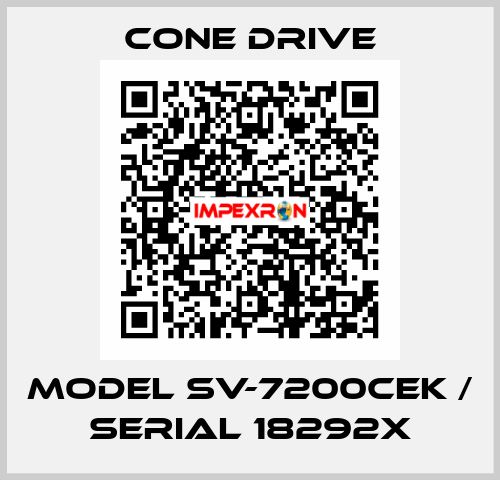 MODEL SV-7200CEK / Serial 18292X CONE DRIVE