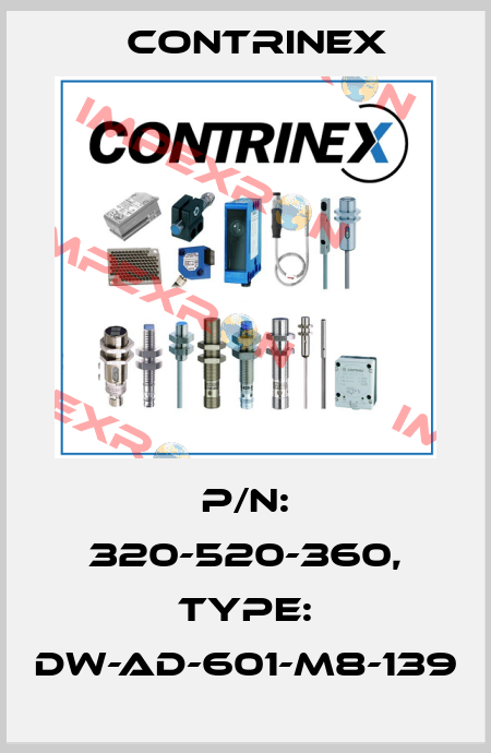 p/n: 320-520-360, Type: DW-AD-601-M8-139 Contrinex