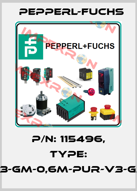 p/n: 115496, Type: V3-GM-0,6M-PUR-V3-GM Pepperl-Fuchs