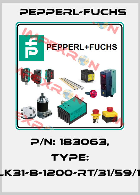 p/n: 183063, Type: RLK31-8-1200-RT/31/59/115 Pepperl-Fuchs