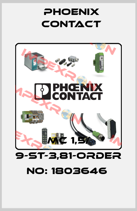 MC 1,5/ 9-ST-3,81-ORDER NO: 1803646  Phoenix Contact