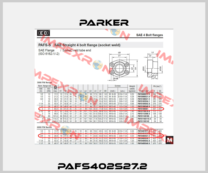 PAFS402S27.2  Parker
